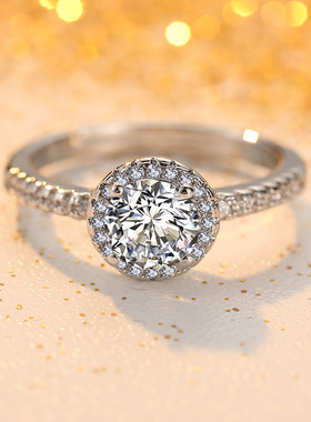 60分圆钻女戒微镶镀银仿真结婚戒