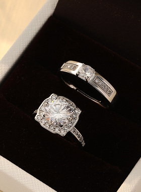 仿真钻石情侣开口对戒可调节