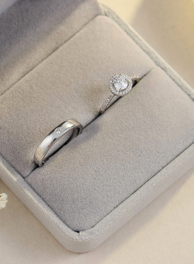 情侣镀银活口可调日韩仿真钻戒