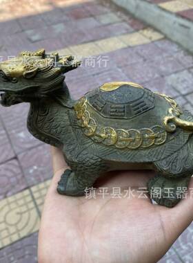 一件代发铜金钱龙龟摆件办公室摆件青铜色龙龟家居工艺品摆件