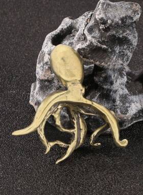 仿古董做旧八爪鱼章鱼黄铜摆件海洋生物模型摆设金属工艺品收藏品