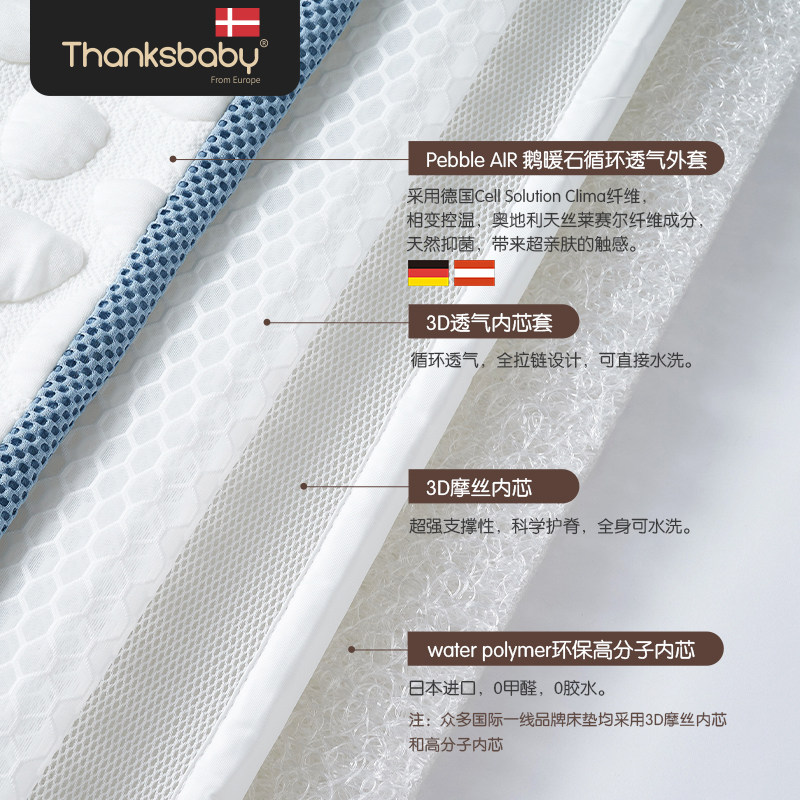 thanksbaby 3d保护宝宝水洗婴儿床垫 thanksbaby婴童床垫