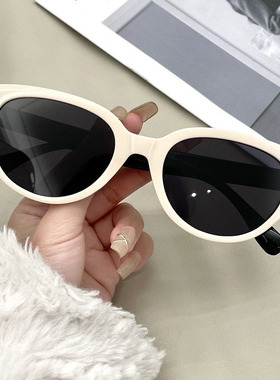 新款米色复古猫眼潮流墨镜女款显