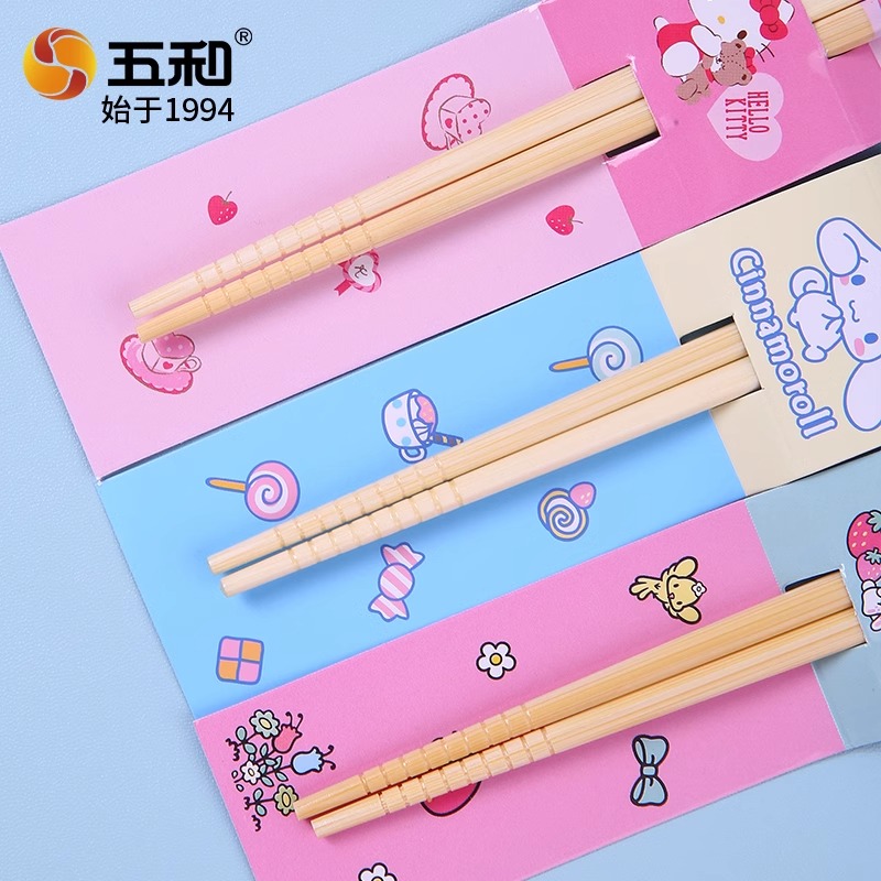 三丽鸥筷子可爱卡通竹制筷子家用单人装儿童专用网红创意有趣