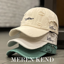 Meren Kend Korean version Ins retro Cave Soft Top Duck Tongue Cap Woman Spring Autumn Brief Street Sunscreen Baseball Cap