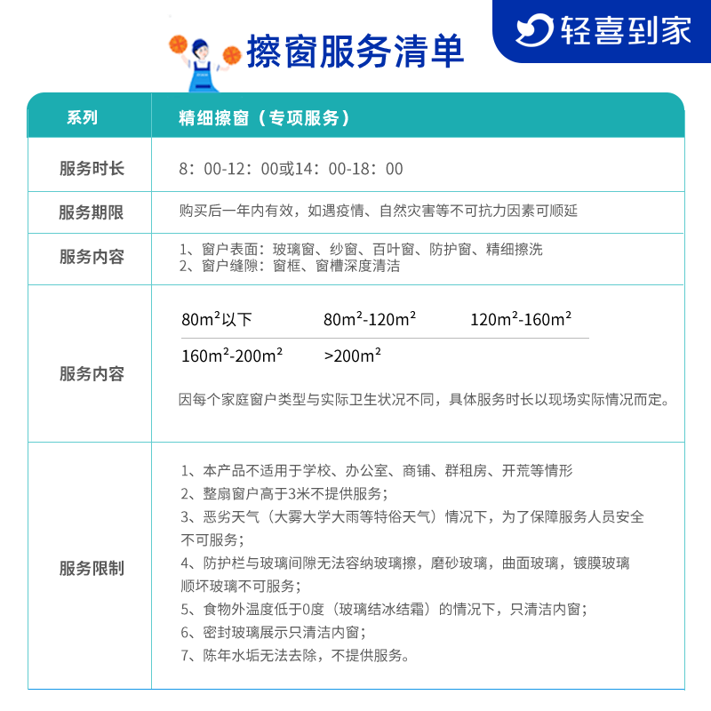 轻喜到家家政服务擦玻璃双面擦窗保洁洗窗帘擦窗户家电清洁-图1