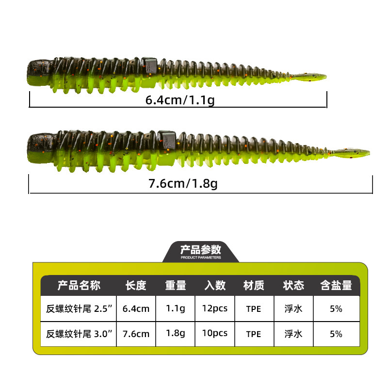 24新款驯鱼高手反螺纹轻舞虫针尾软饵浮水鲈鱼鳜鱼鳟鱼翘嘴软假饵,淘宝优惠券,粉丝福利购,淘宝优惠卷
