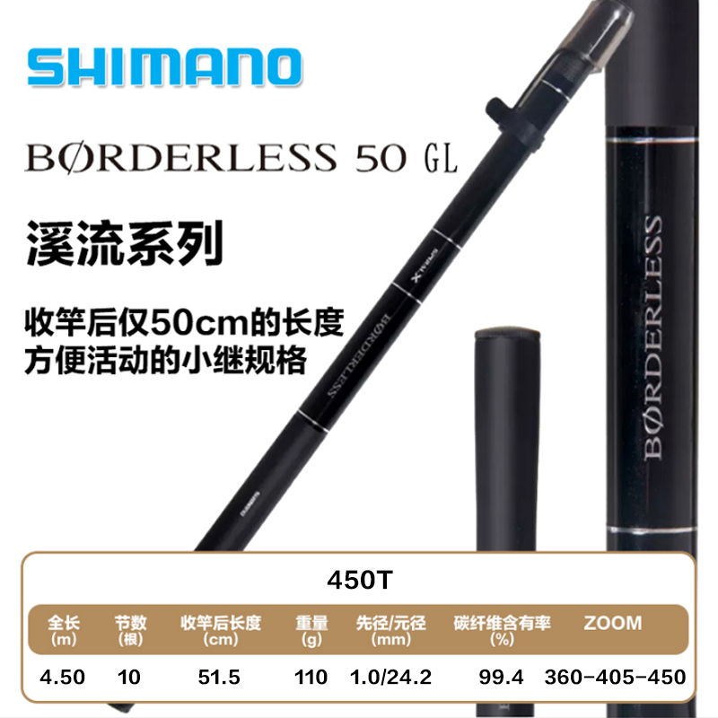 SHIMANO禧玛诺新款博大师BORDERLESS GL 50振出式小继溪流竿手竿 - 图0