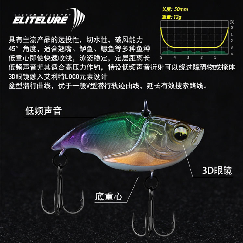 Elitelure艾利特威舞V5震动紧凑型VIB12克鲈鱼翘嘴路亚硬饵鱼饵 - 图0