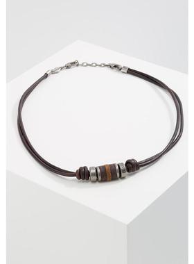 代购代购Fossil化石男士项链简约时尚百搭低调深棕色皮革材质多