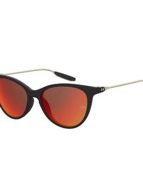 代购Under Armour安德玛女士太阳镜猫眼款黑色全框镜片反光户外