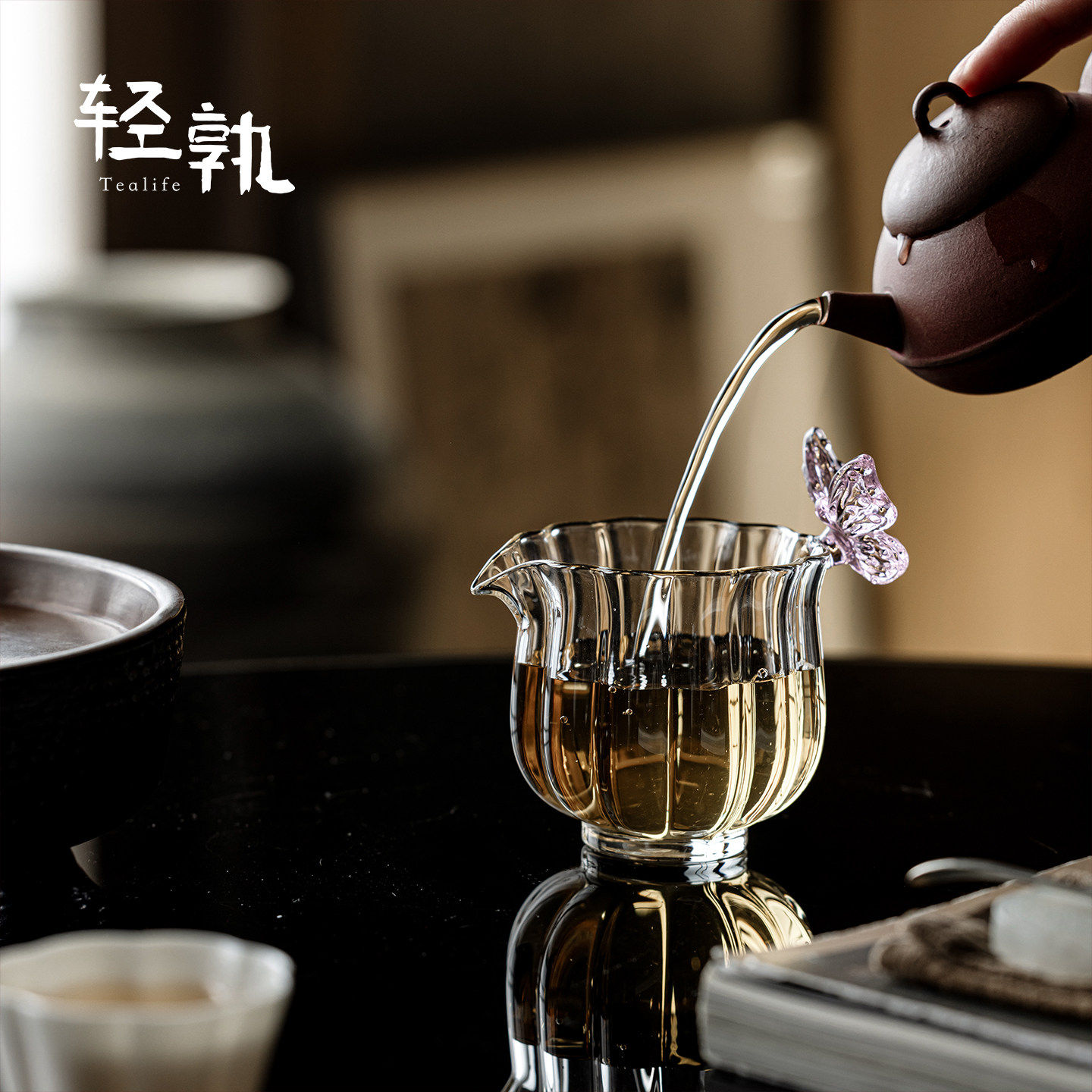 蝴蝶公道杯玻璃加厚耐热分茶器泡茶茶具日式茶海手抓公杯茶道家用,淘宝优惠券,粉丝福利购,淘宝优惠卷