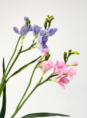 仿真小苍兰手感过胶香雪兰假花玉簪花高端客厅餐桌插花摆件摄影道