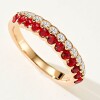 Double row half set ruby two color row diamond ring 925