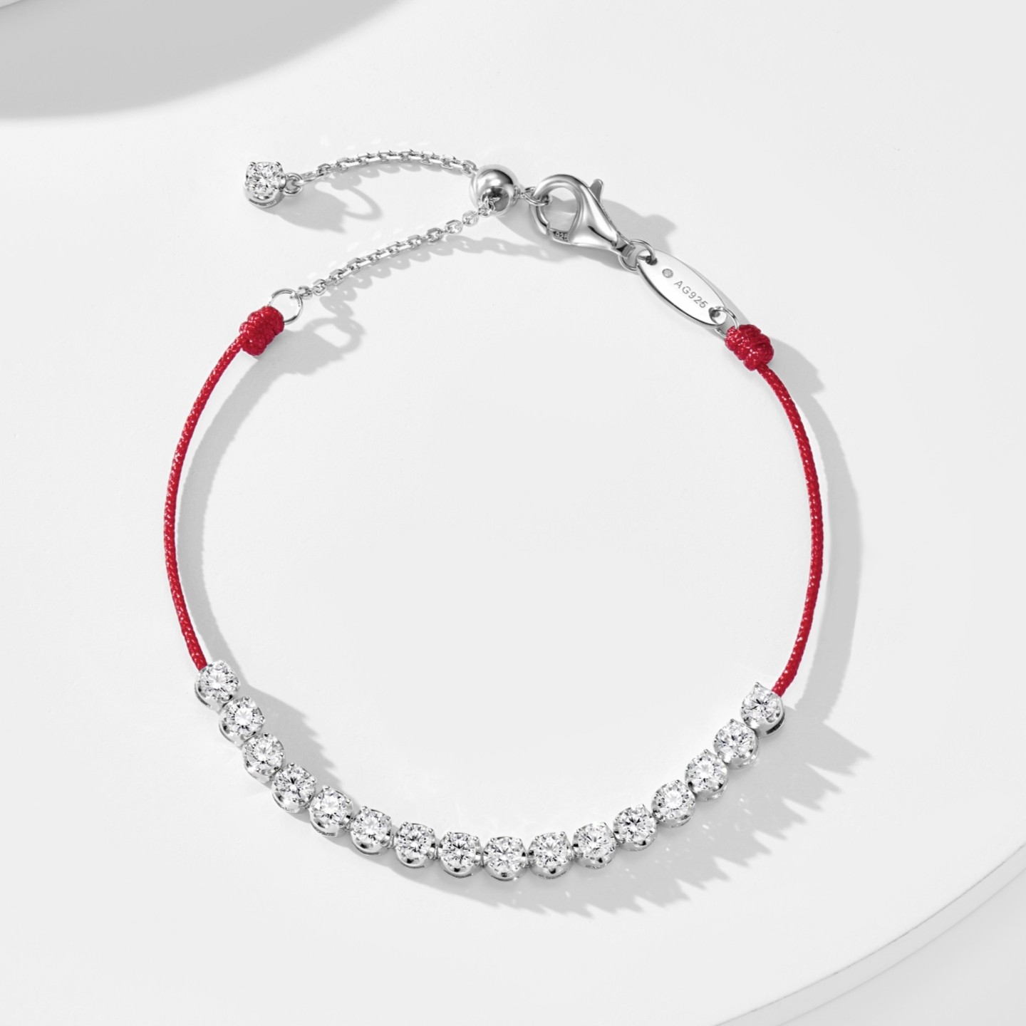6分钻网球排钻半钻红绳手链女925银镀金本命年新年手绳送闺蜜叠戴,淘宝优惠券,粉丝福利购,淘宝优惠卷