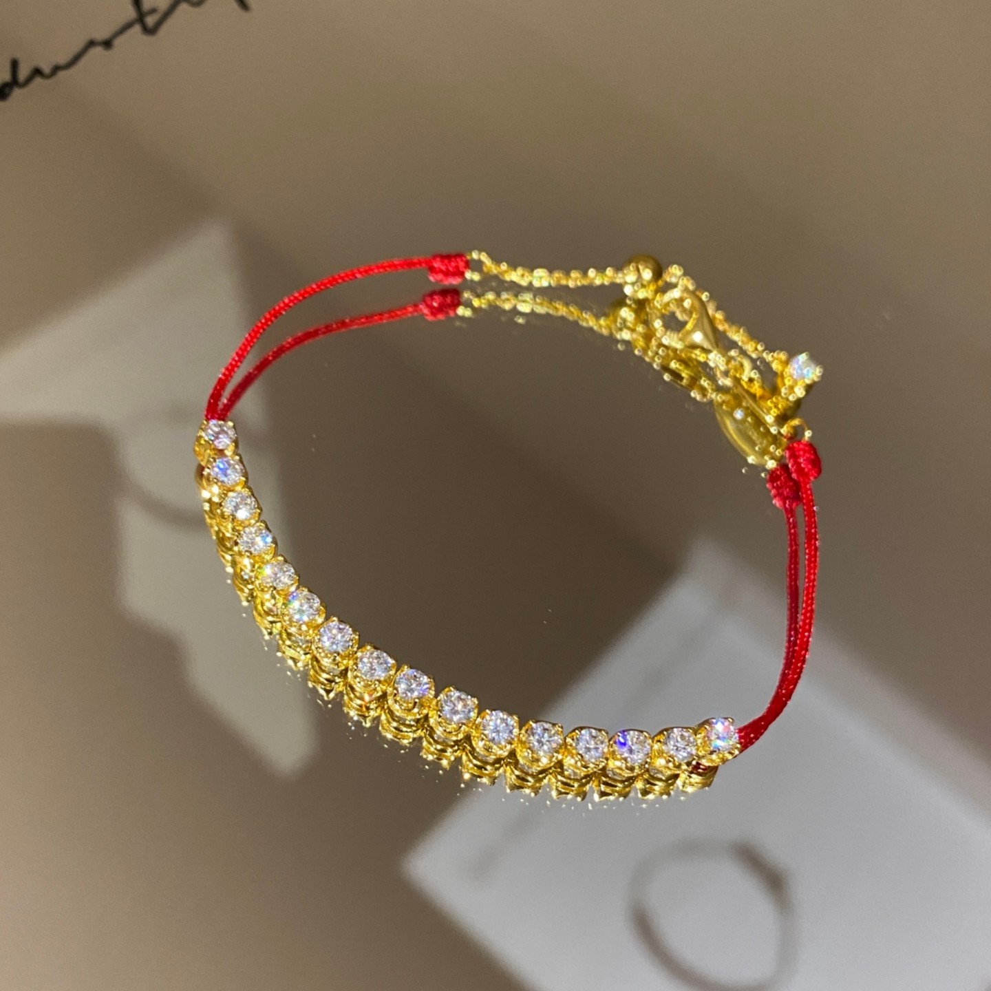 6分钻网球排钻半钻红绳手链女925银镀金本命年新年手绳送闺蜜叠戴,淘宝优惠券,粉丝福利购,淘宝优惠卷