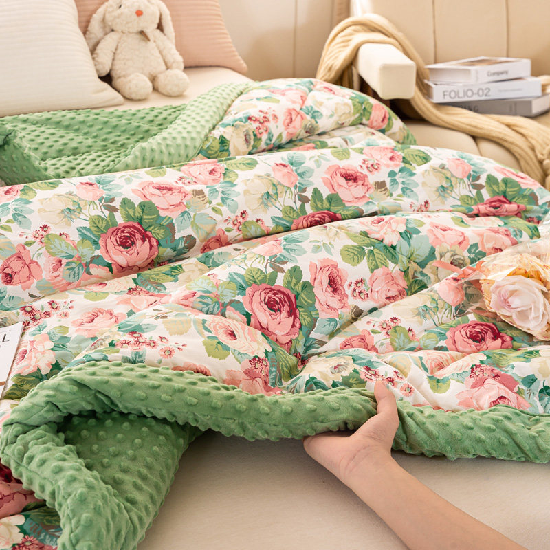 全棉儿童豆豆被子2024新款春秋冬被绒被子加厚冬被单双人被可机洗