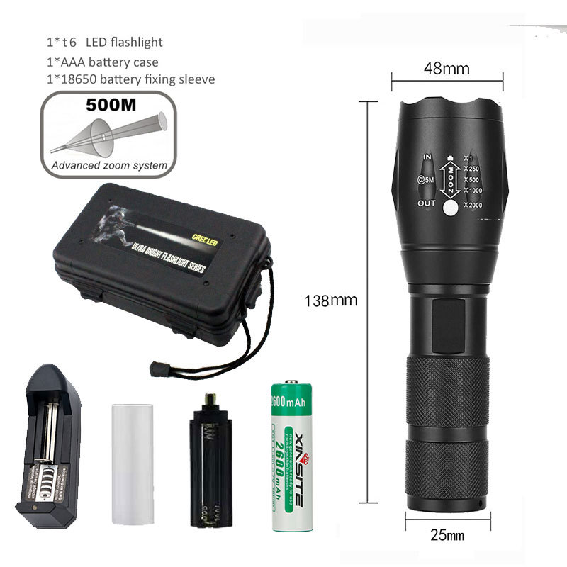 爆款A100户外led手电筒T6充电变焦迷你强光手电筒_fengvv9999_户外_登山_野营_旅行用品-第2张图片-提都小院