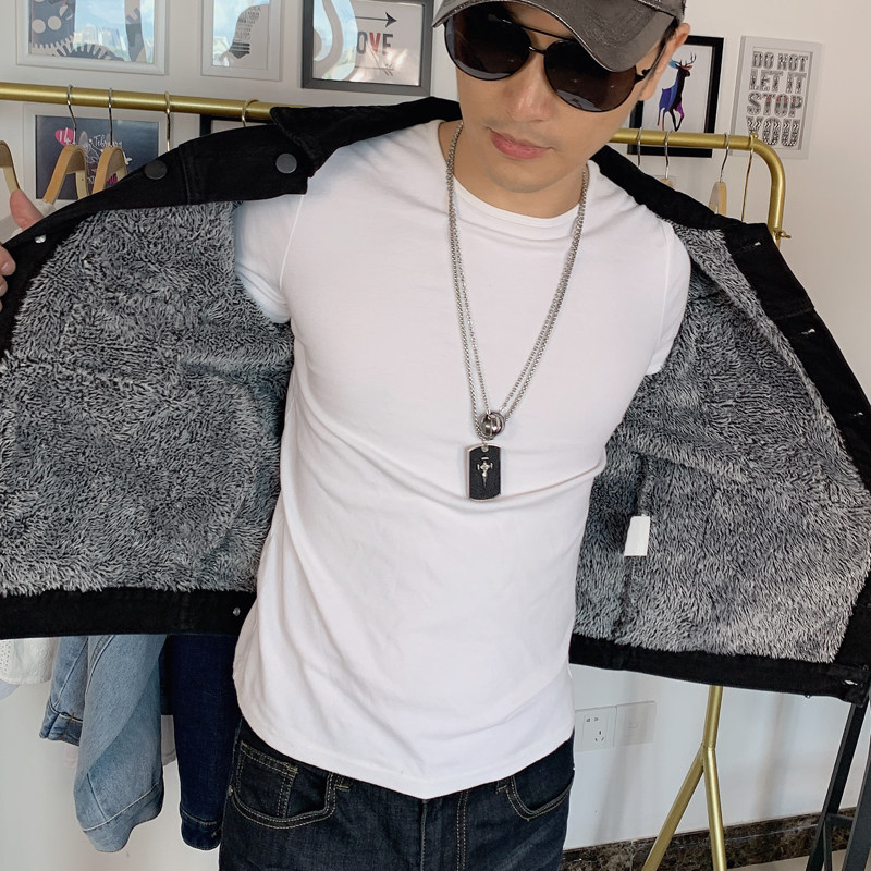 高端品牌加绒牛仔外套男士2026秋冬季爆款上衣工装褂黑色翻领夹克,淘宝优惠券,粉丝福利购,淘宝优惠卷