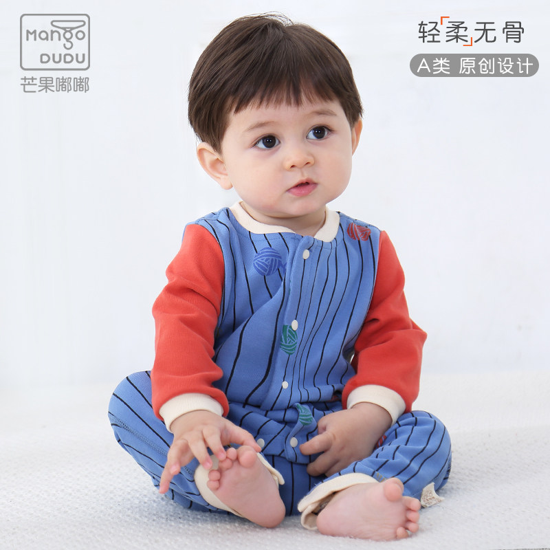 新生儿女宝春秋纯棉爬爬服宝宝睡衣 芒果嘟嘟连身衣/爬服/哈衣
