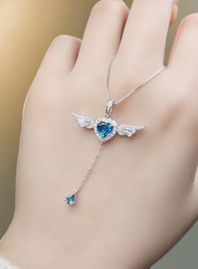 天然伦敦蓝s925吊坠独立设计女生