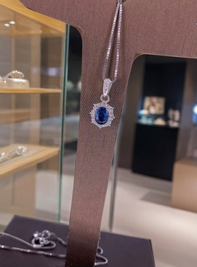 天然蓝宝石项链时尚百搭国标银镶嵌电镀18k金工艺送女友送闺蜜。