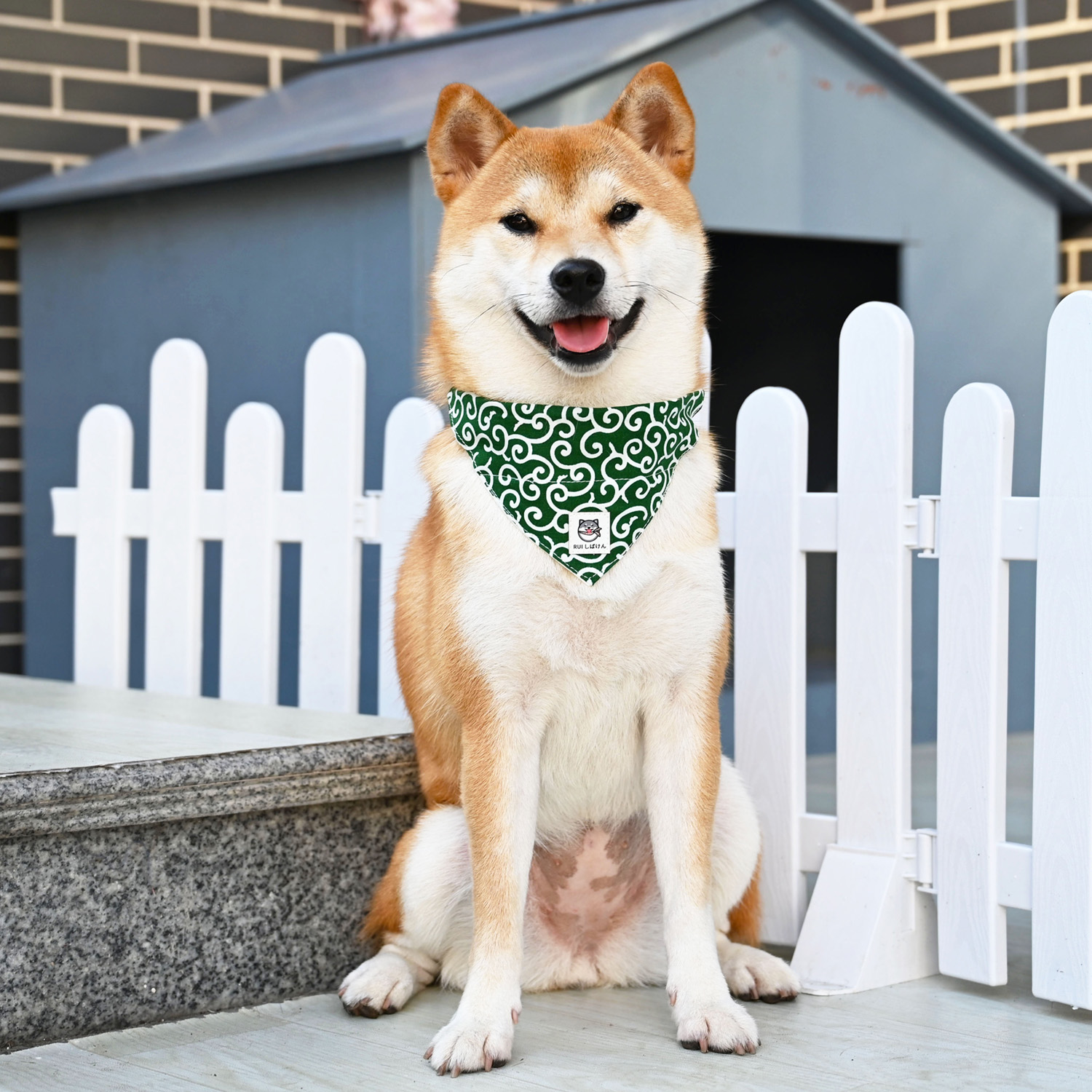 日式唐草纹口水巾和风樱花宠物纯棉猫狗狗配饰柴犬三角巾围脖领巾-图0