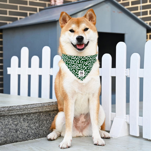 和风唐草纹口水巾和风樱花宠物纯棉猫狗狗配饰柴犬三角巾围脖领巾 - 图0