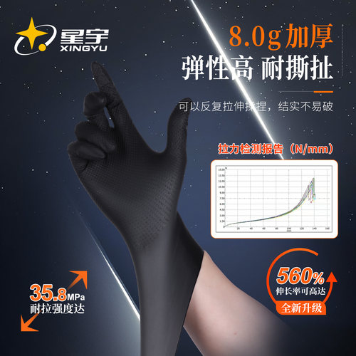 星宇汽车维修专用手套丁腈防水防油防滑加厚耐磨橡胶一次性耐用型 - 图1