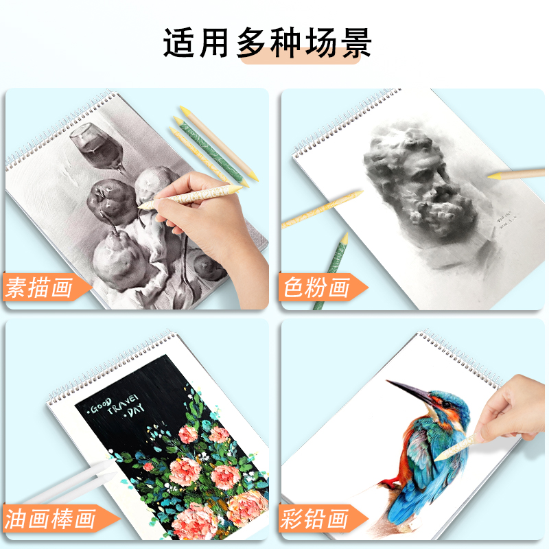 纸擦笔宣纸纸笔素描擦刀美术生灰面笔高光阴影初学者色粉油画棒彩铅绘画揉擦笔揉擦棉全套修正笔美术擦笔纸 - 图1