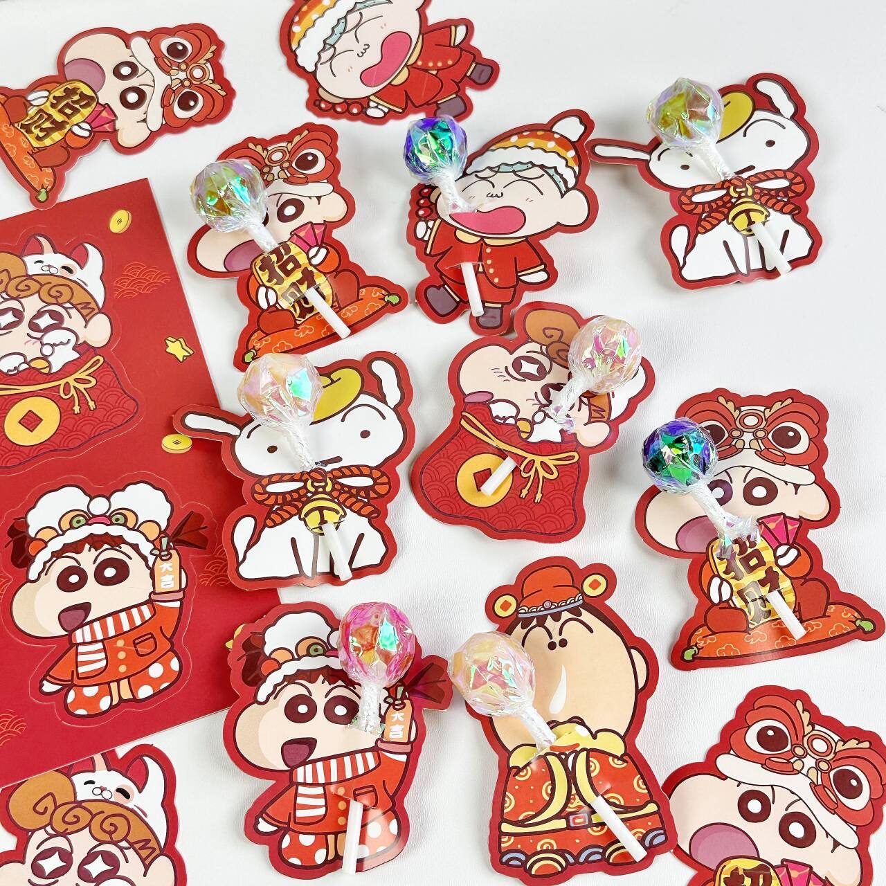 蜡笔小新新年棒棒糖卡纸喜庆可爱高颜值礼品学生朋友礼物装闺蜜,淘宝优惠券,粉丝福利购,淘宝优惠卷