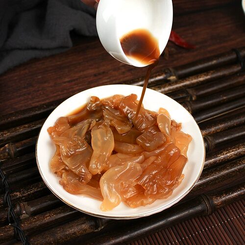 老沈海鲜减盐盐渍金菇脆笋海蜇头250g凉拌凉菜海蜇干货包邮 - 图0