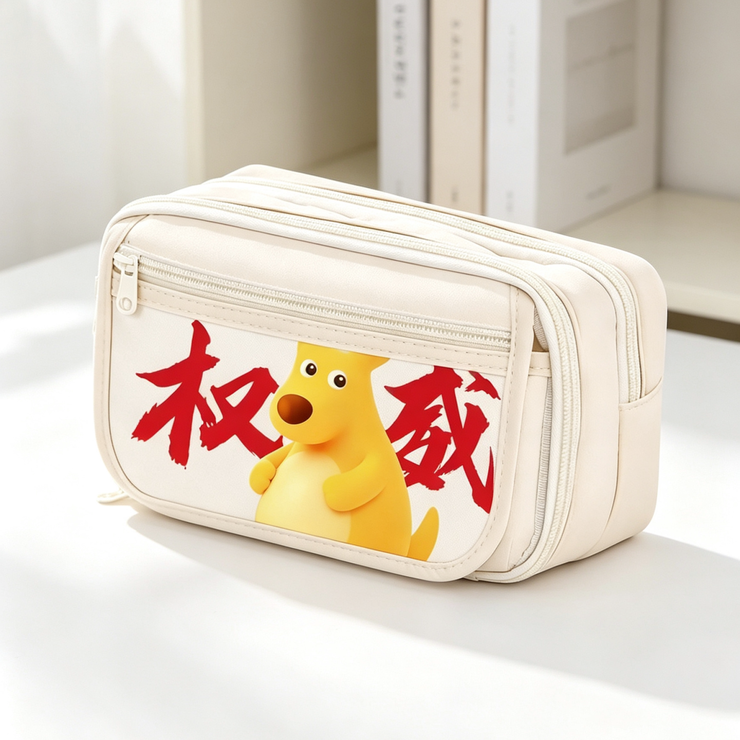 Cartoon kangaroo large capacity multi-layer cute pencil case