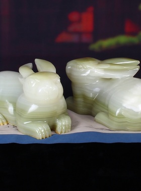 天然阿富汗雕刻中式风摆设装饰品