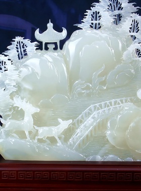 阿富汗玉石生财山水摆件