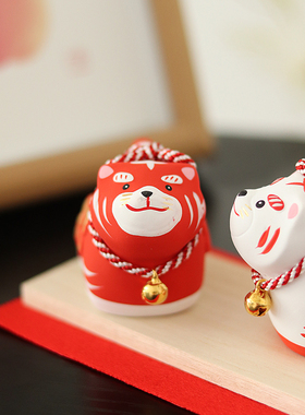 作舍窑陶土招福日式桌面可爱摆件