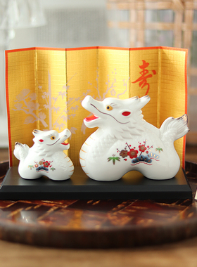 日本濑户烧陶土蛇年摆件日式礼物