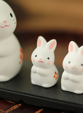 日本濑户烧日式亲子礼物陶土摆件