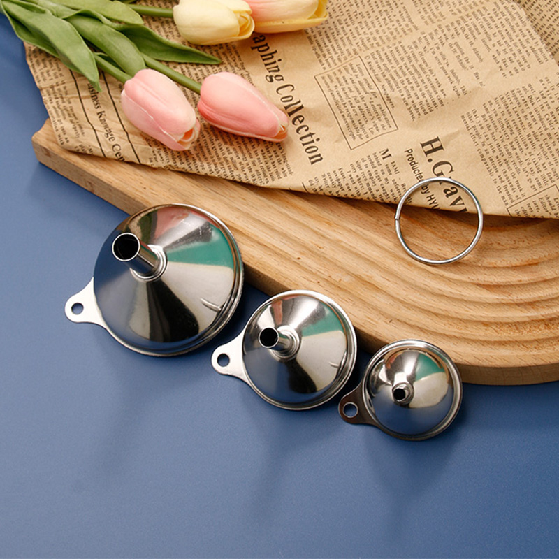 不锈钢3件套漏斗厨房倒油漏多功能酒漏小口大口径迷你小漏斗套装 - 图3