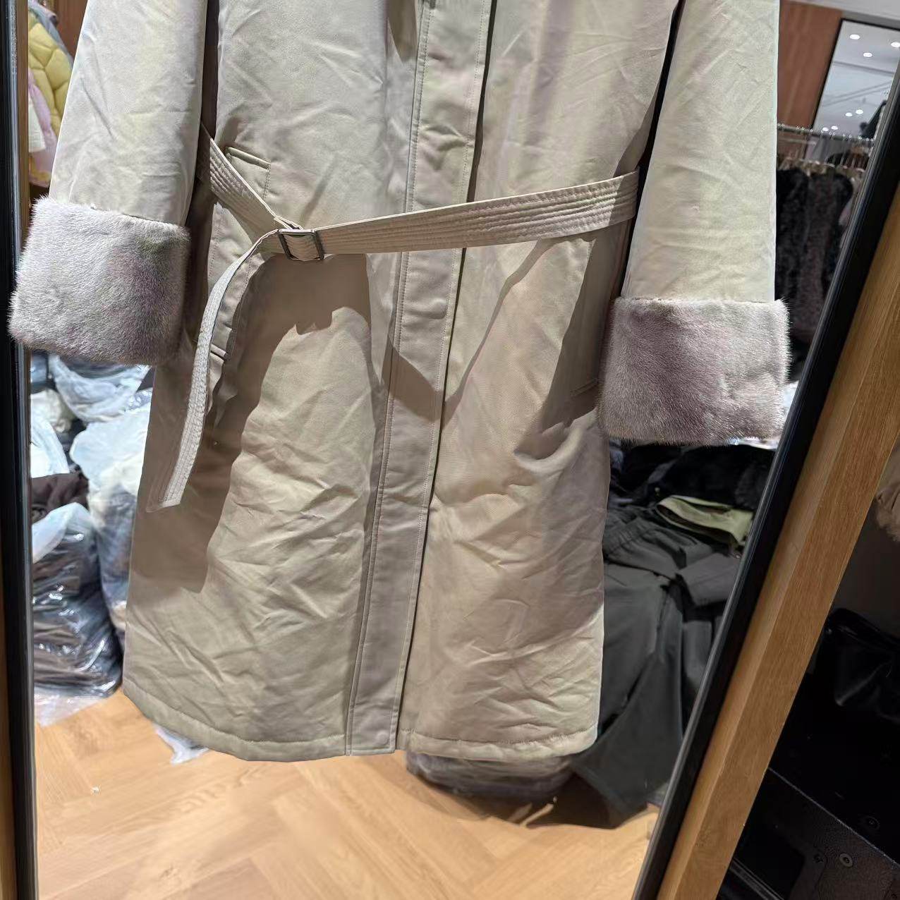 欧洲站2025冬高端欧货水貂毛领系腰带保暖中长款鹅绒大衣潮653-1,淘宝优惠券,粉丝福利购,淘宝优惠卷