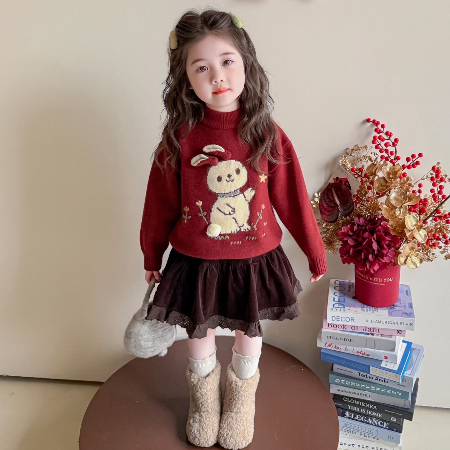 女童红色毛衣2025新款冬季加厚儿童针织毛线衣宝宝冬装内搭打底衫,淘宝优惠券,粉丝福利购,淘宝优惠卷