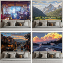 Meritocratic Japanese Department Healing Wind Background Busins Bedrooms Room Bedside Wall Decor Wall Cloths Hanging Fabric Red Tapestries