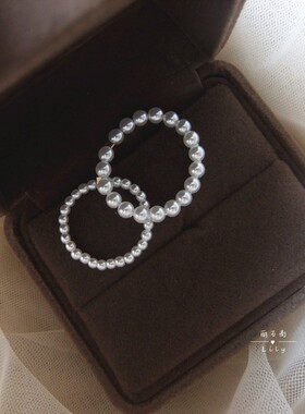 冷光珍珠戒指仿澳白百搭时尚极细