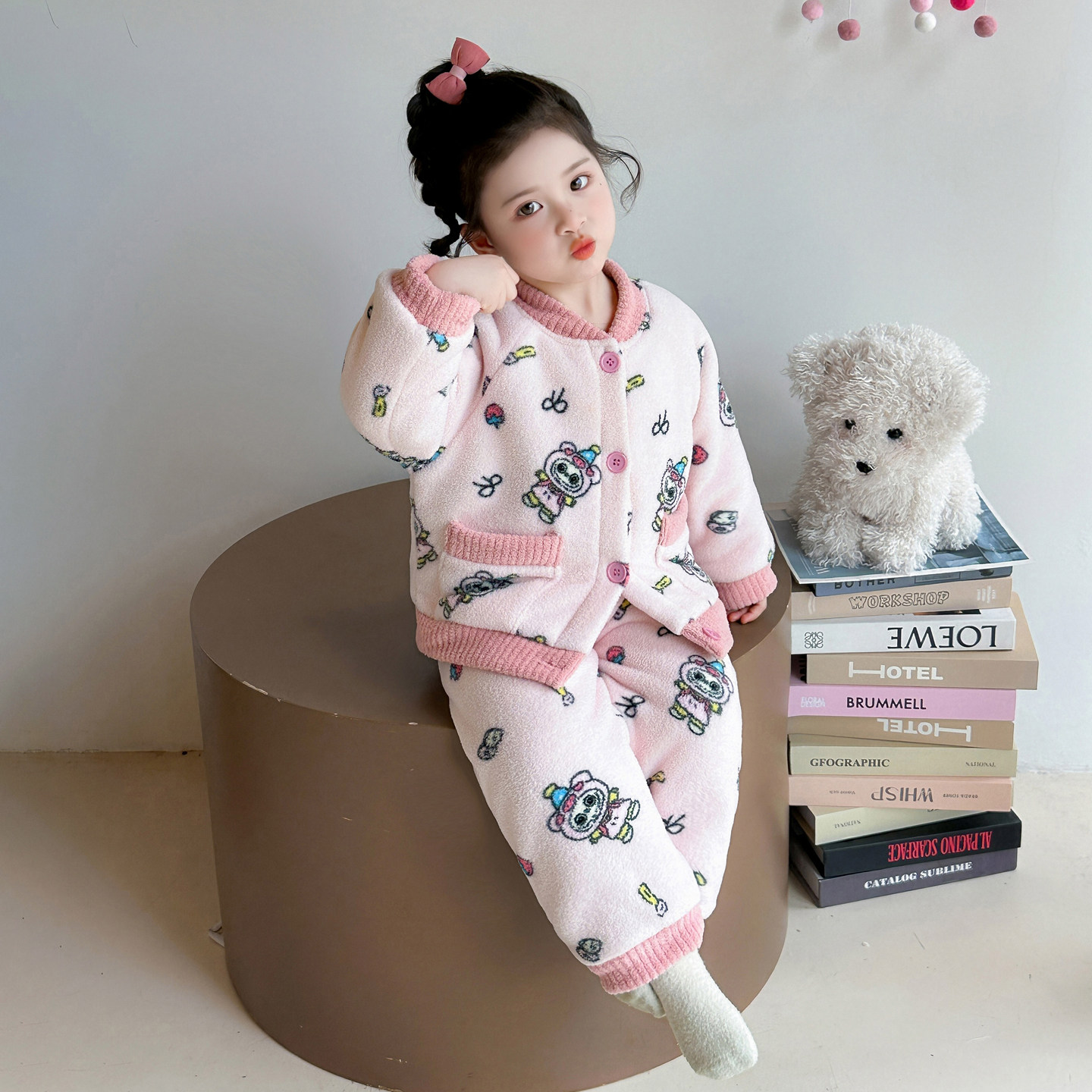 女童睡衣冬季儿童奥粒绒三层夹棉家居服套装女孩宝宝超厚保暖衣服,淘宝优惠券,粉丝福利购,淘宝优惠卷