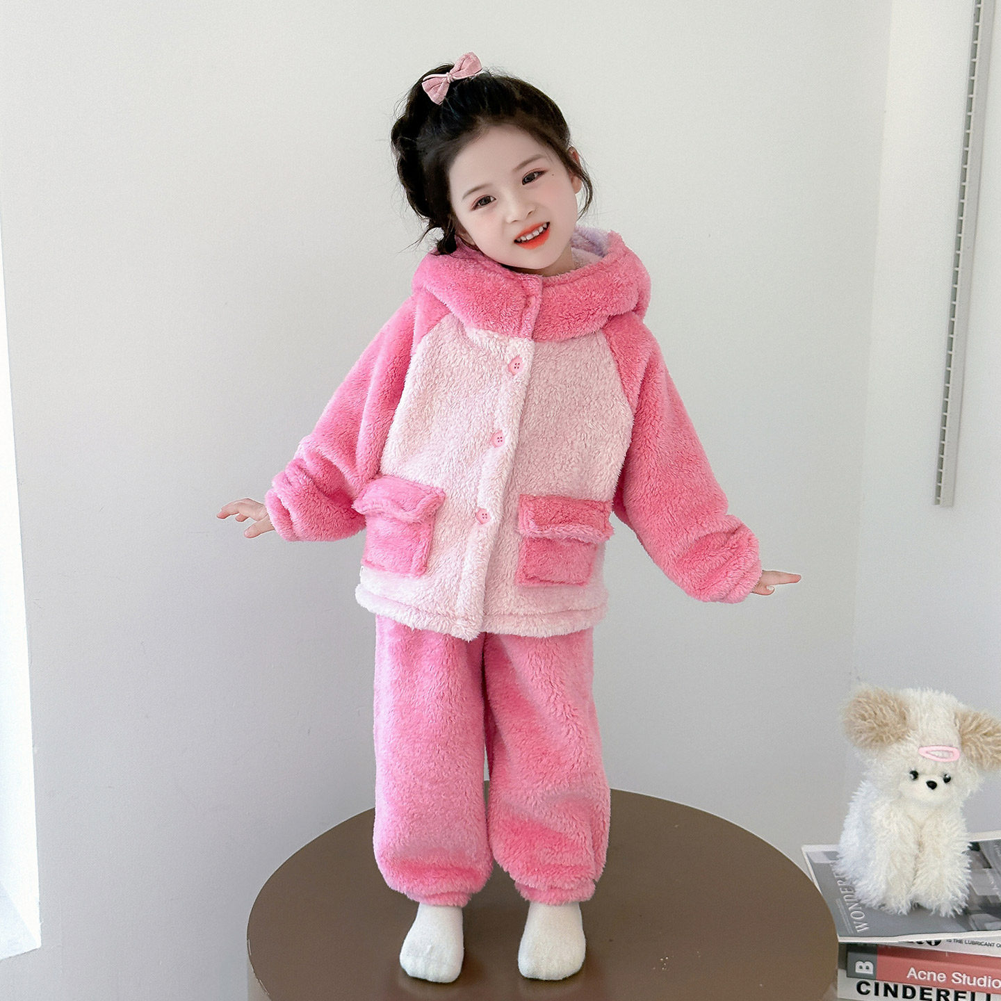 儿童珊瑚绒睡衣套装女孩加厚保暖恐龙家居服宝宝卡通睡衣冬季女童,淘宝优惠券,粉丝福利购,淘宝优惠卷