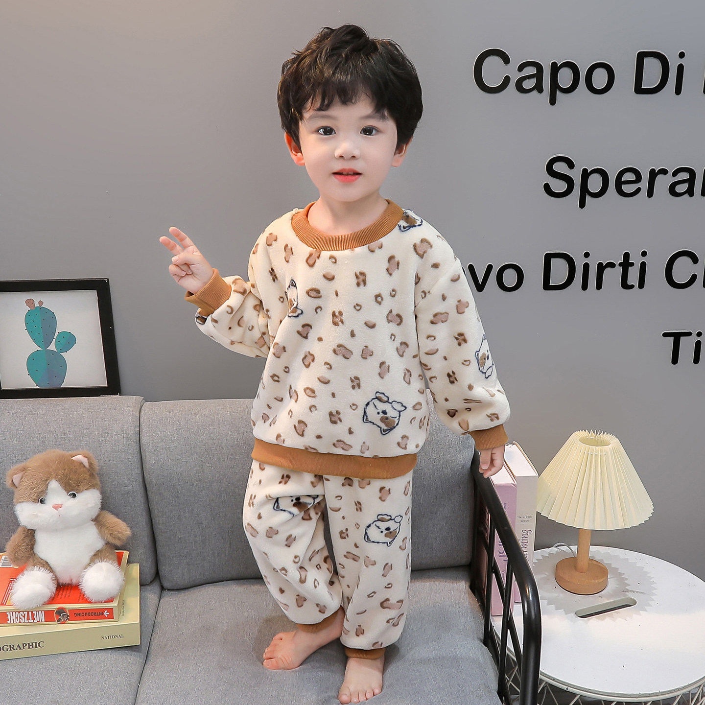 男童法兰绒睡衣冬季小男孩保暖卡通套头家居服儿童套装宝宝睡衣冬,淘宝优惠券,粉丝福利购,淘宝优惠卷