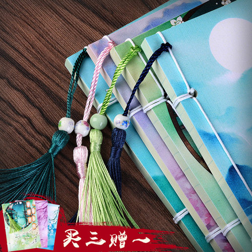 岁月坊A5古风记事本手账本创意彩页插画手绘日记本中国风复古本子男女学生清新线装本古典笔记本文具批发定制 - 图0