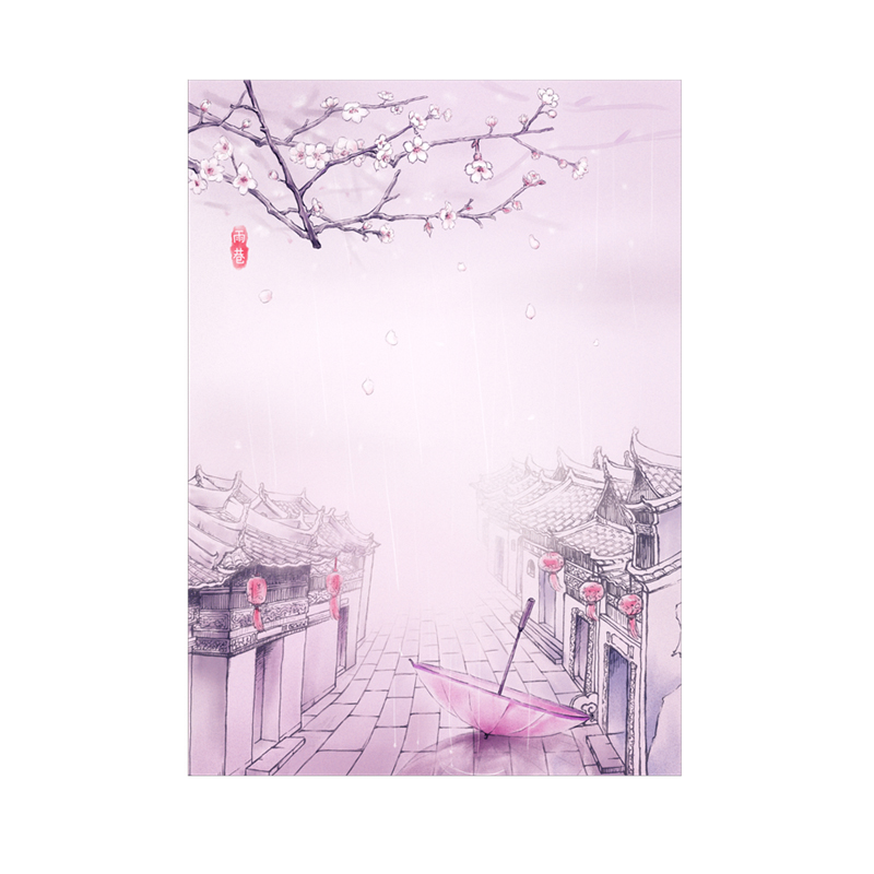 岁月坊中国风水彩复古信纸信封套装特色水彩特色古风套装信纸信封 - 图3