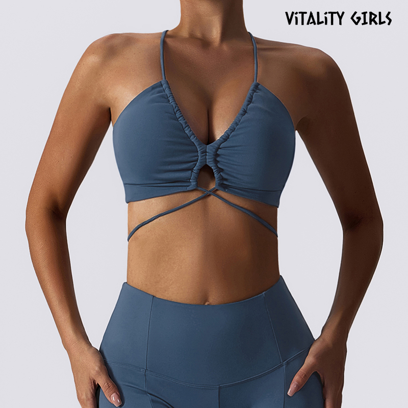 Vitality Girls欧美瑜伽文胸美背深V性感运动内衣女绑带大胸聚拢