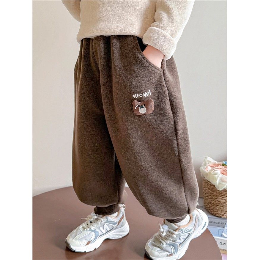 女小童加绒小熊卫裤秋冬季女宝宝保暖运动裤冬装幼儿园外穿休闲裤,淘宝优惠券,粉丝福利购,淘宝优惠卷